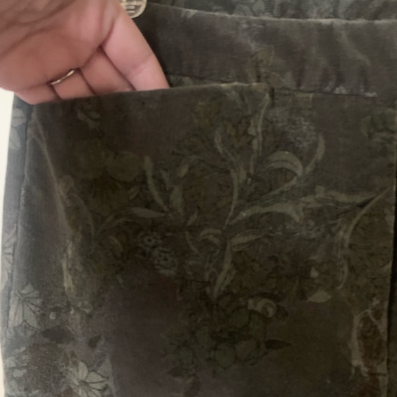 J Jill Moss Green Floral Corduroy Trousers - Picture 5 of 7
